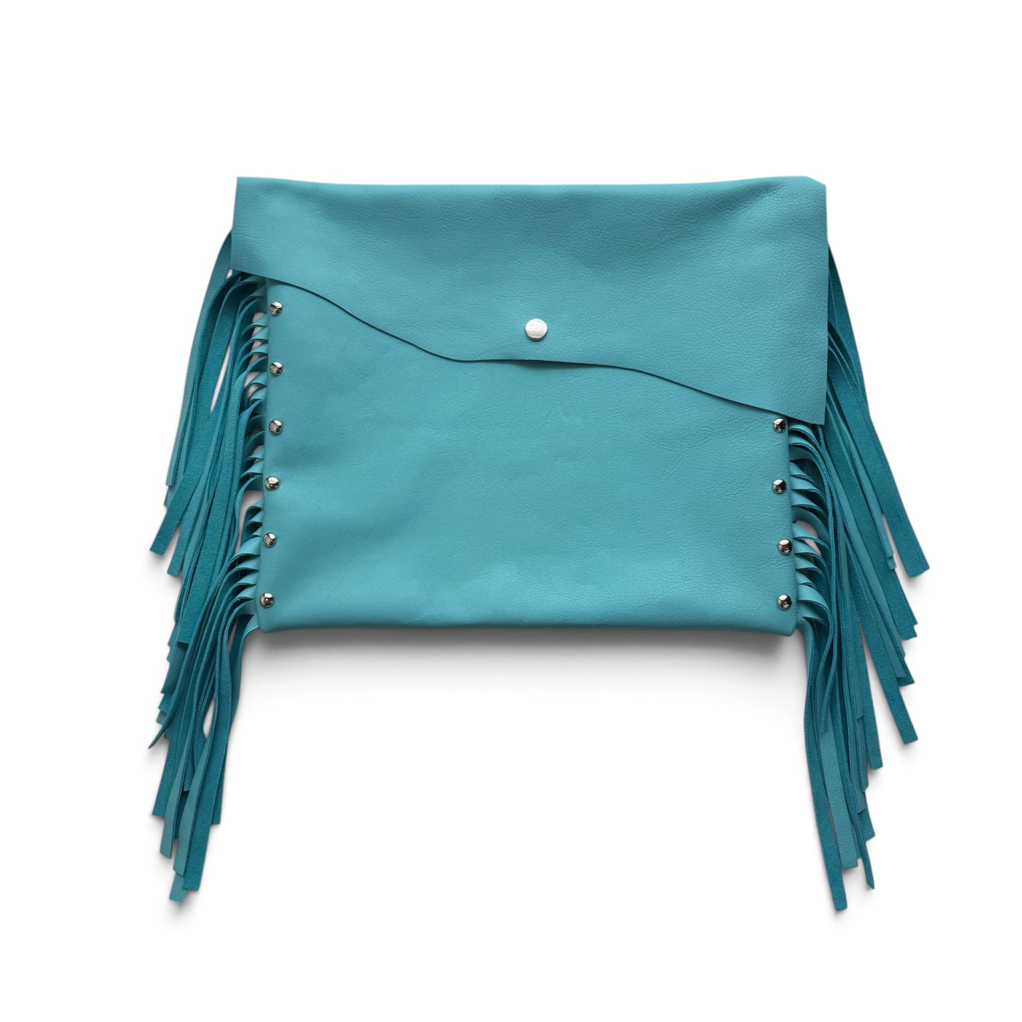Teal Fringe Clutch
